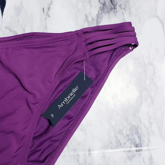 Bikini Bottom Swimsuit Hipster Burgundy Lined Size XL Side Detail Ambrielle - Picture 3 of 8